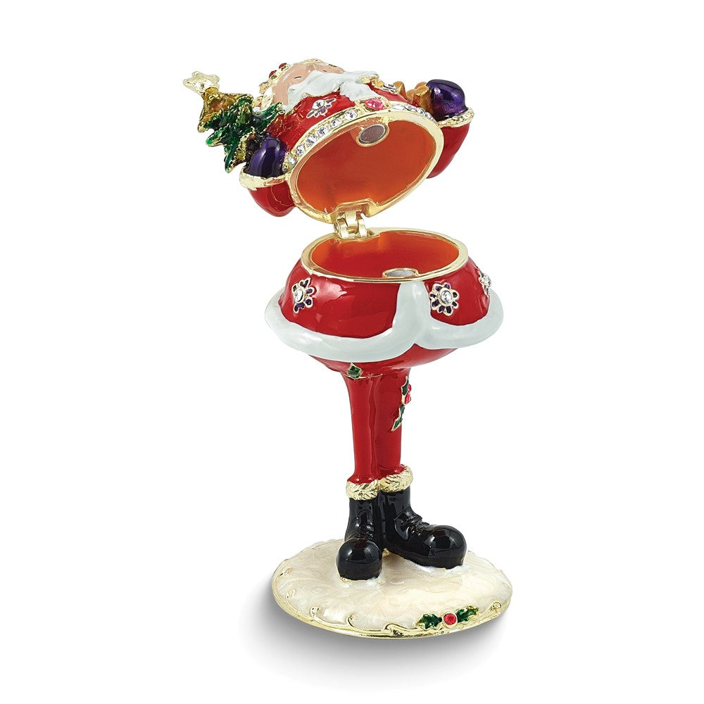 Luxury Giftware by Jere Bejeweled FATHER CHRISTMAS Santa Trinket Box with Matching 18 inch Necklace