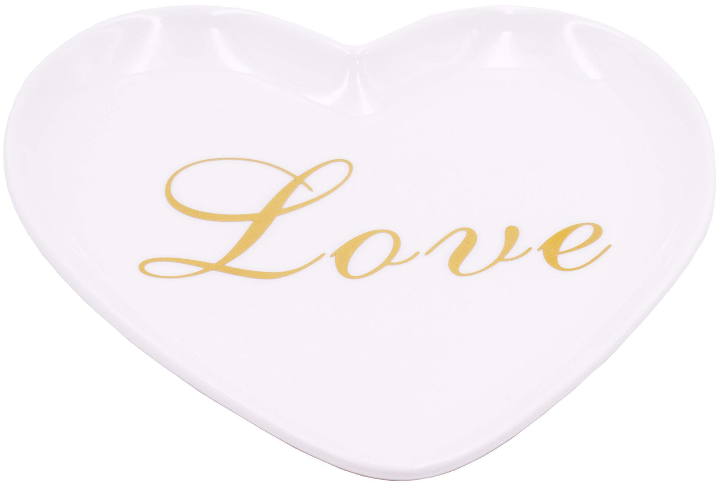 Heart-Shaped "Love" Ceramic Trinket Plate and Decorative Jewelry Dish