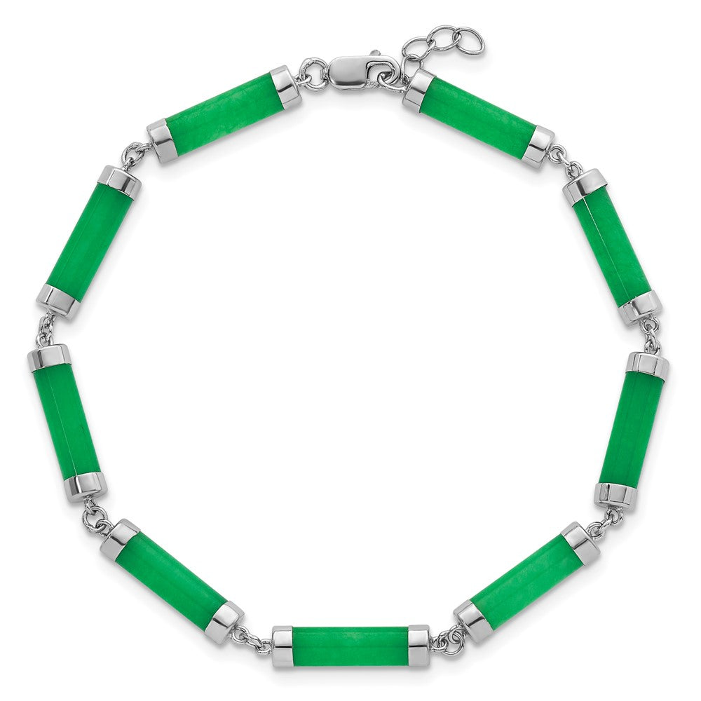Sterling Silver Rhodium-plated Polished Jade Bars 8 Inch Bracelet 8 inches