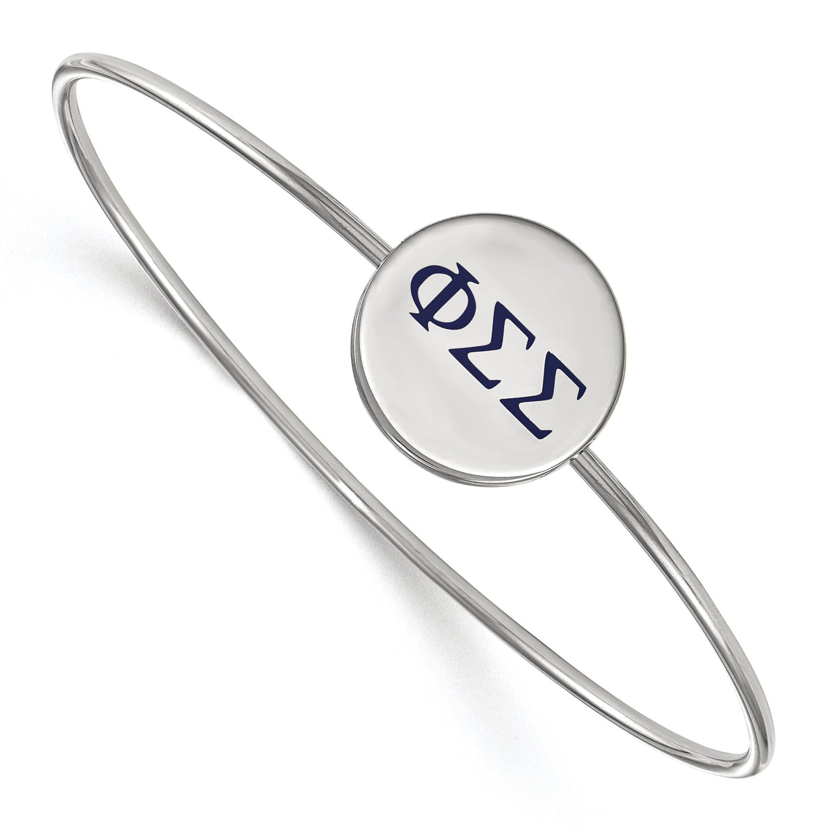 Sterling Silver Official Licensed Greek Sororities Phi Sigma Sigma (???) Enameled Slip-on Bangle