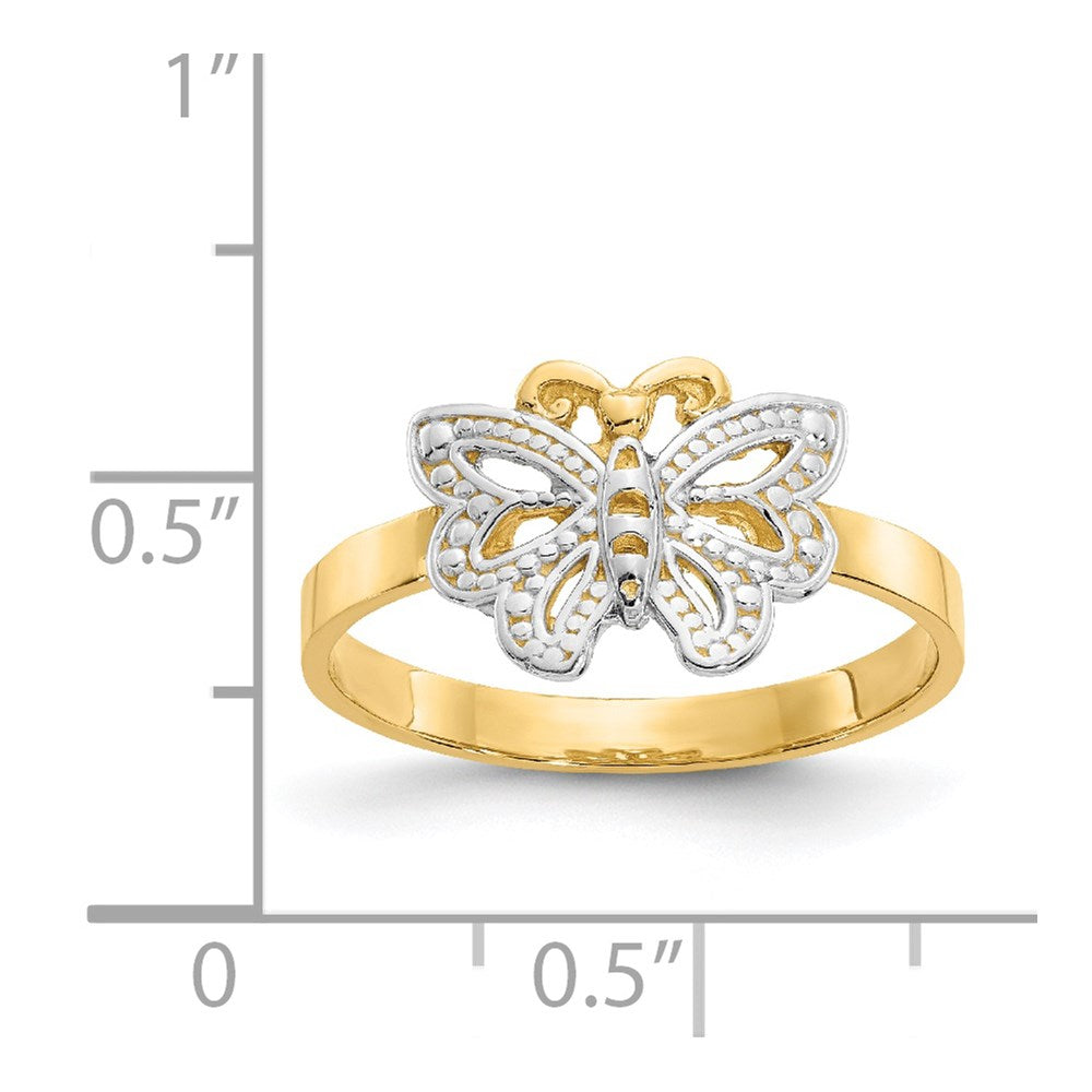 14k w/Rhodium Butterfly Ring Size 6