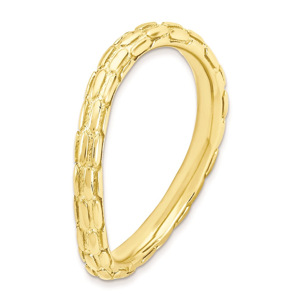 Sterling Silver Stackable Expressions Polished Gold-plate Wave Ring
