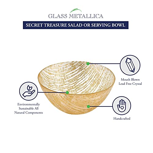 Badash Handcrafted Lead-free Crystal Secret Treasure Gold Line Bowl QGM23778