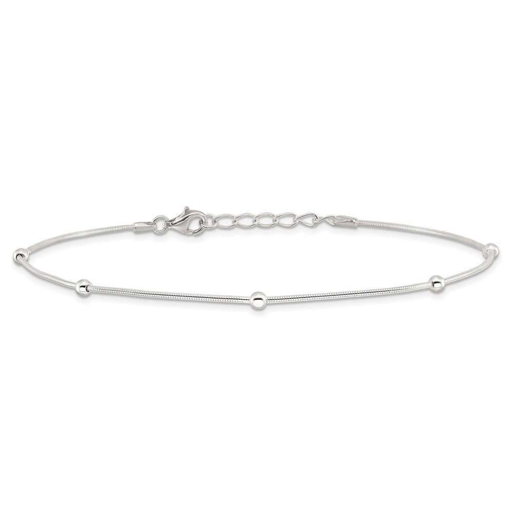 Sterling Silver 9in Plus1.5 in ext Polished Anklet 9 inches