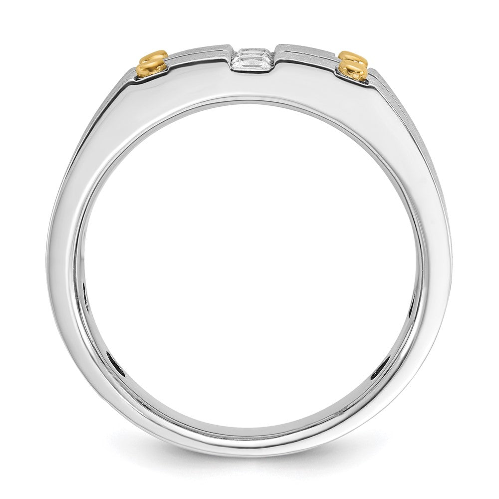 14k Two-tone w/Black Rhodium IBGoodman Men's Satin 1/3 carat Diamond Complete Ring