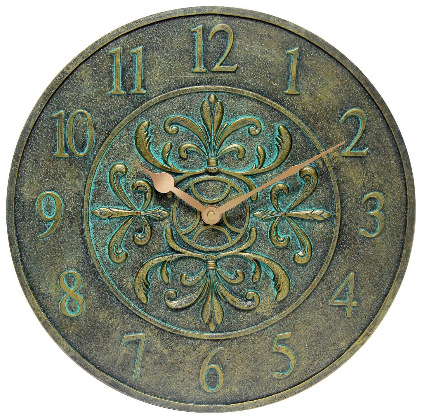 Infinity Instruments Blanc Fleur Aged Bronze Outdoor 15-inch Analog Wall Clock