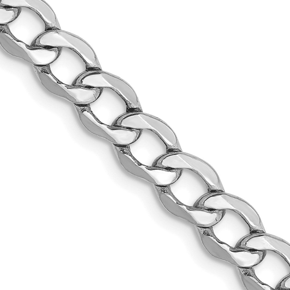 14K White Gold 22 inch 5.25mm Semi-Solid Curb with Lobster Clasp Chain
