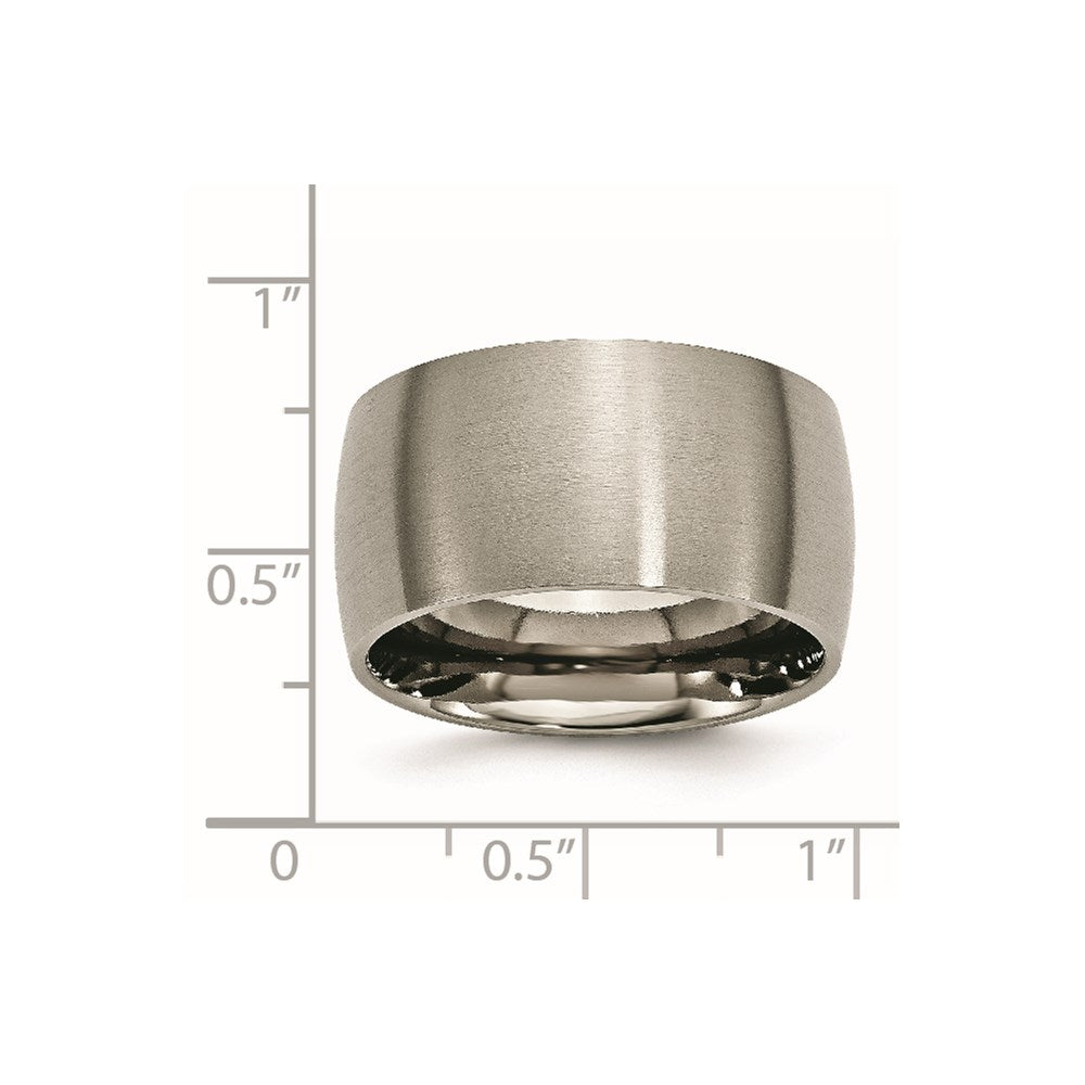 Titanium Brushed 12mm Half Round Band Size - 11.5