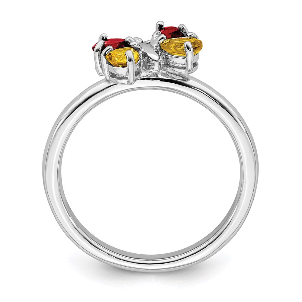 Sterling Silver Stackable Expressions Polished CI & GA Butterfly Ring Size -5