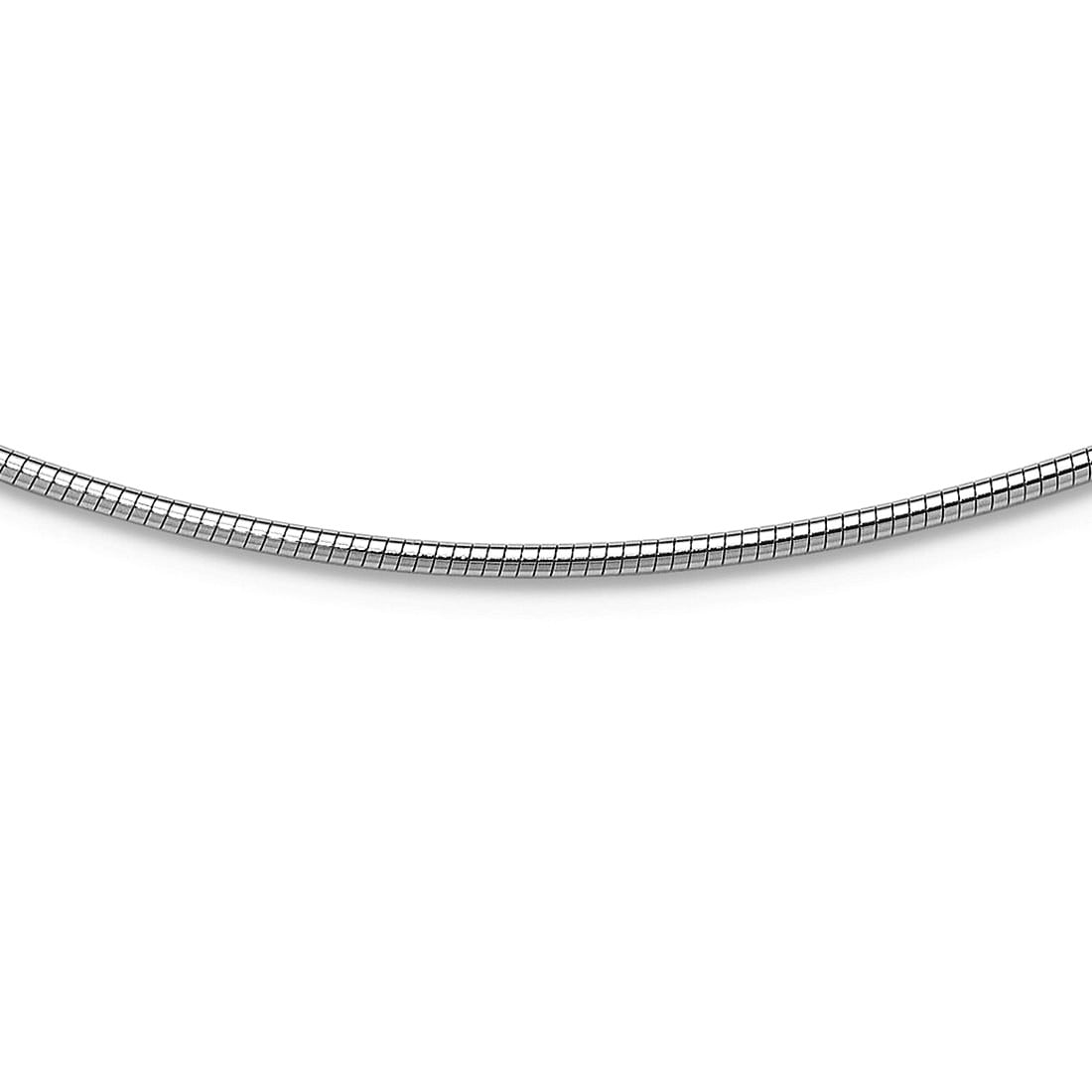 14k White Gold Polished 1.4mm 16 inch Round Omega Necklace