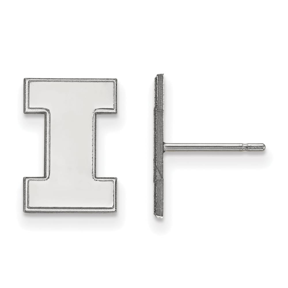 Sterling Silver Rhodium-plated LogoArt University of Illinois Letter I Small Post Earrings QSS009UIL