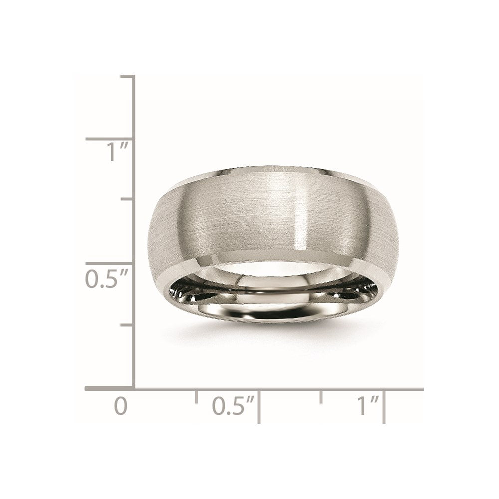 Stainless Steel Brushed and Polished 10mm Beveled Edge Band Size - 12
