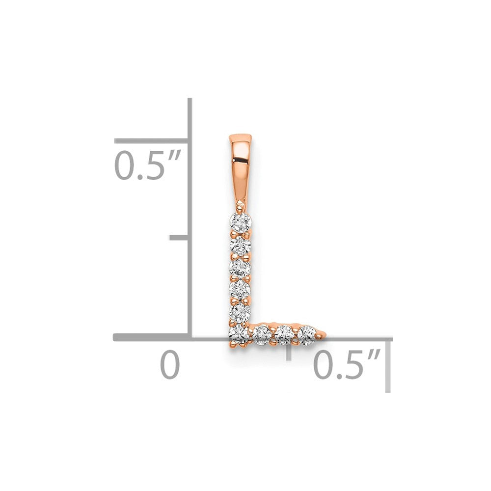 14k Rose Gold .095 Diamond Small Initial L Necklace