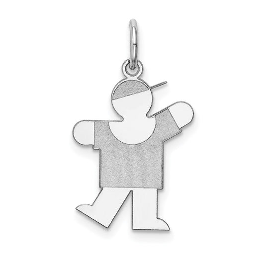 Sterling Silver Rhodium-plated Kiss Kid Charm