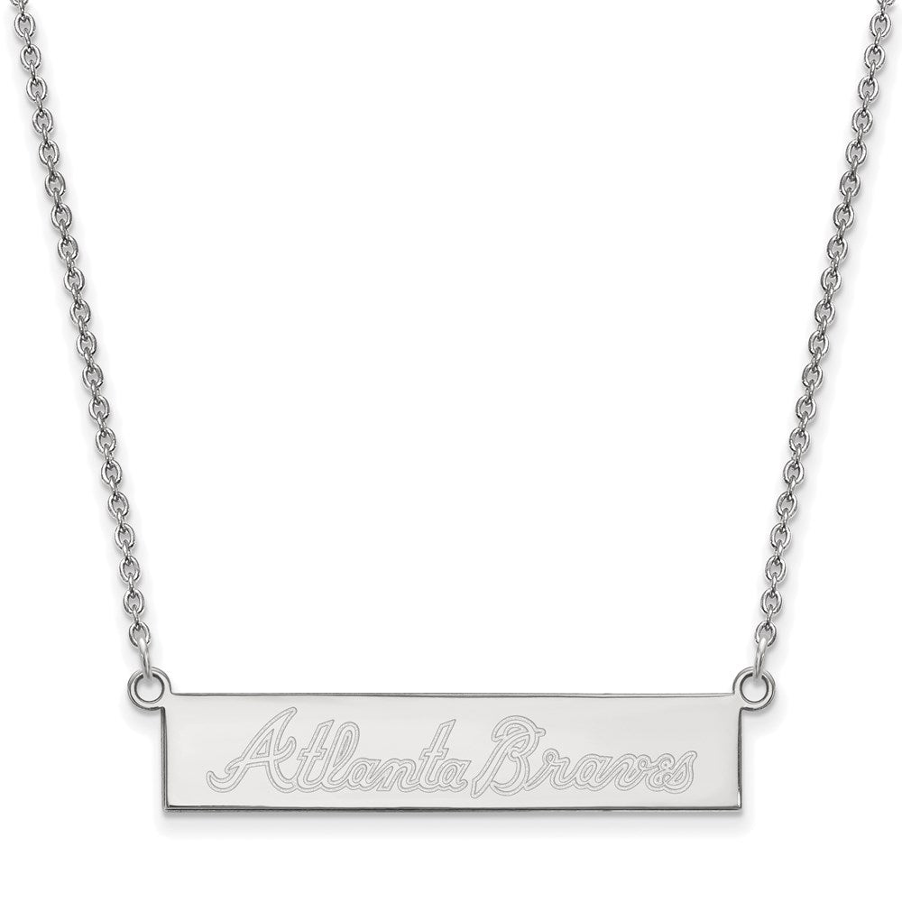 Sterling Silver Rhodium-plated Atlanta Braves Team Script Bar 18 inch Necklace