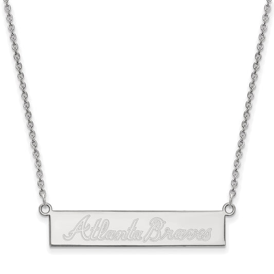 Sterling Silver Rhodium-plated Atlanta Braves Team Script Bar 18 inch Necklace