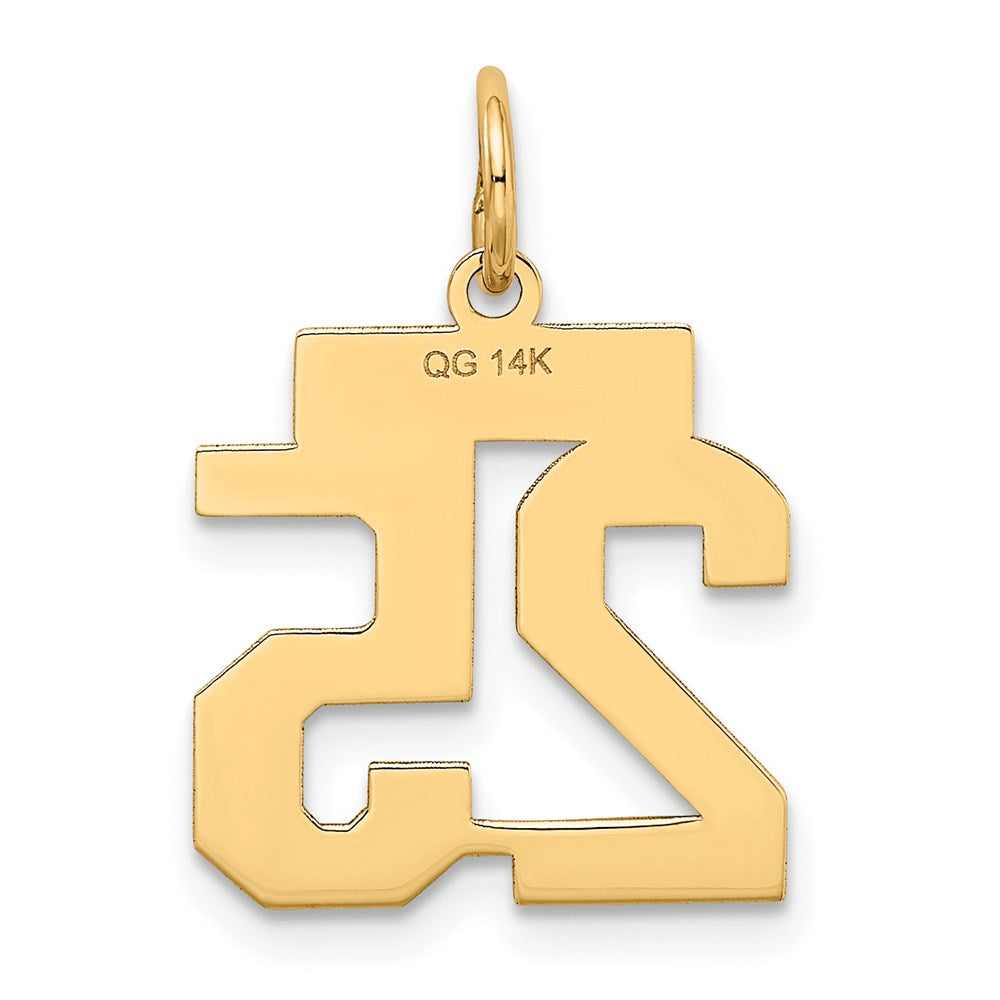 14k Small Satin Number 25 Charm