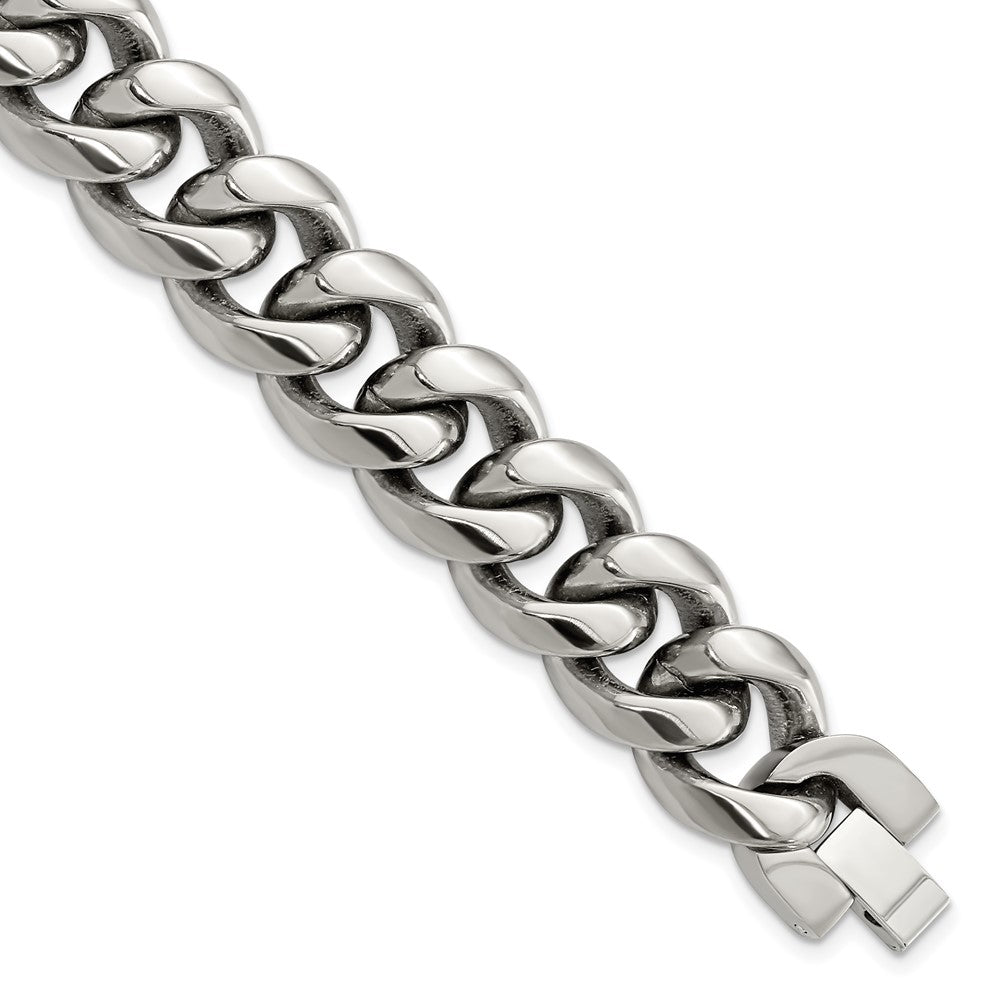 Titanium Polished 14.50mm Curb 8.5in Bracelet 8.5 inches