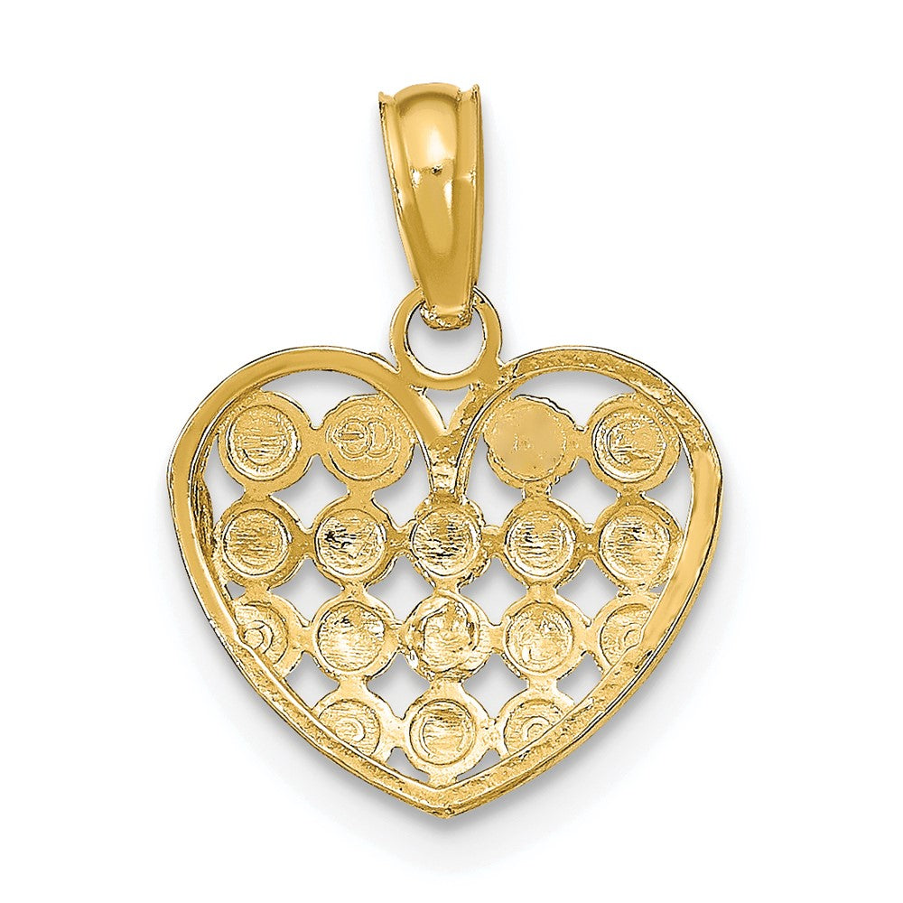 10k w/Rhodium D/C Heart Charm