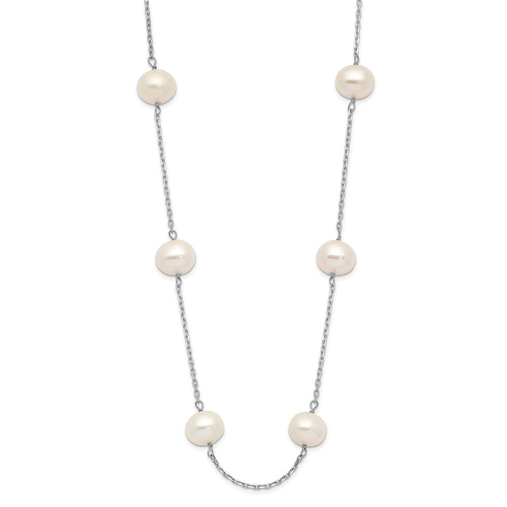 14k White Gold 6-7mm White Near-Round Freshwater Cultured Pearl 12-Station 18 inch Necklace