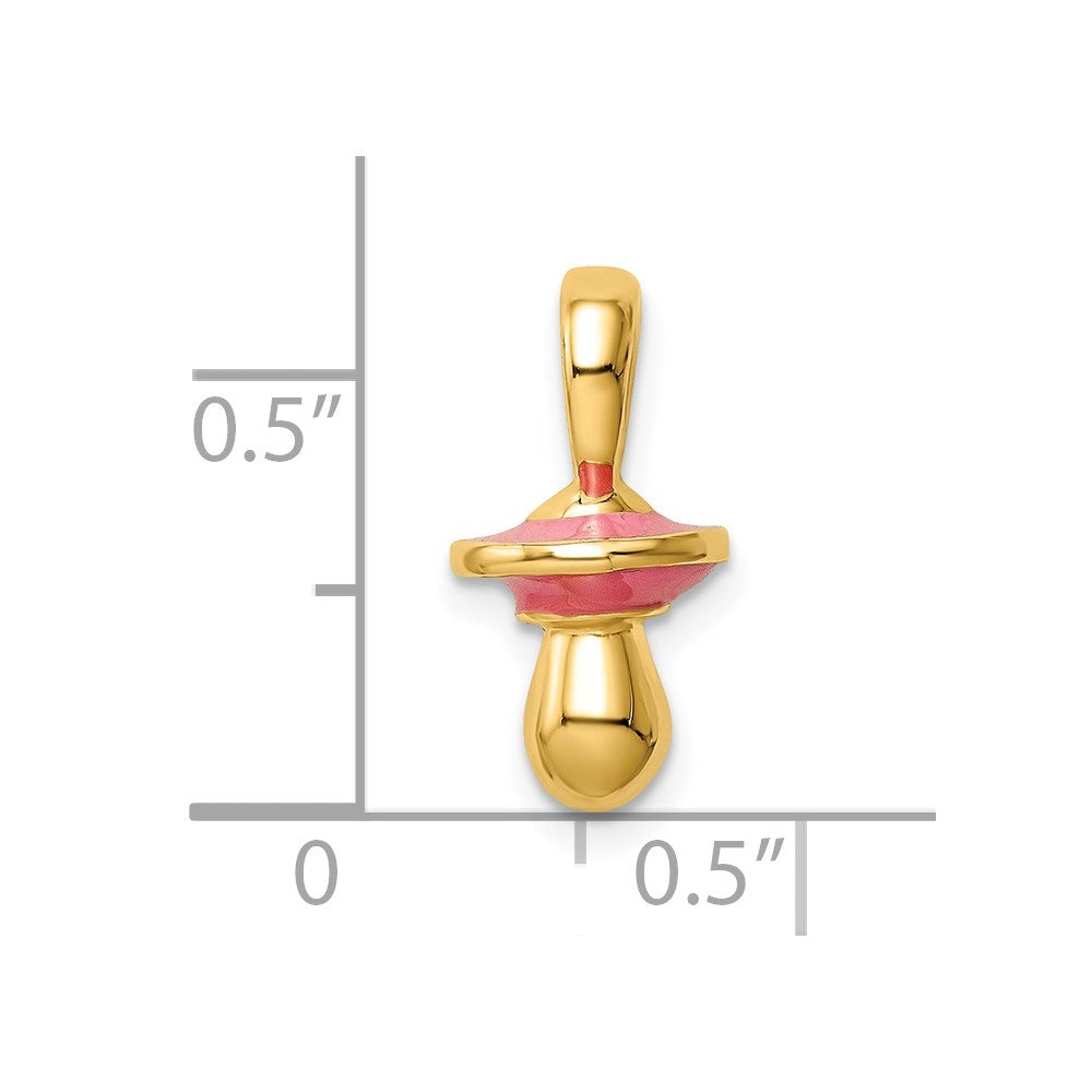 14K 3-D w/ Pink Enamel Pacifier Charm