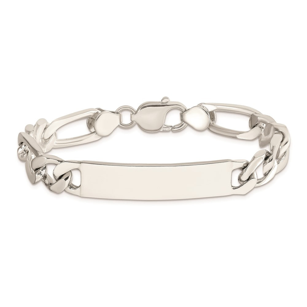 Sterling Silver 8.5inch Polished Engraveable Figaro Link ID Bracelet 8.5 inches