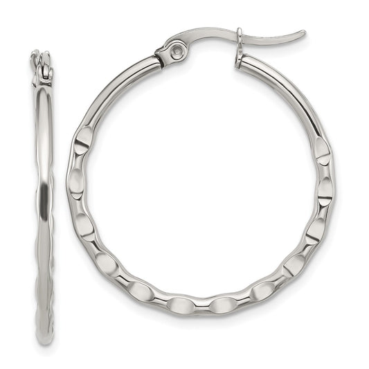 Chisel Stainless Steel Polished Wavy Hoop Earrings