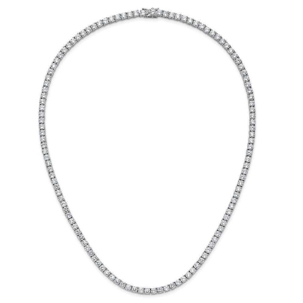 Cheryl M Sterling Silver Rhodium-plated Polished 4.00mm CZ with Safety Clasp Tennis Necklace 20 Inches