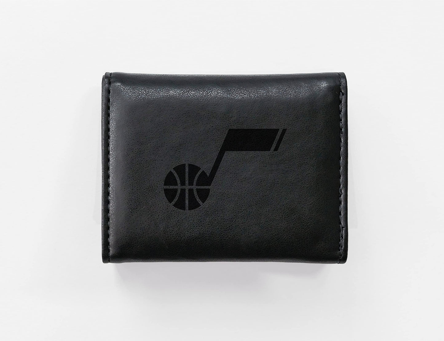 Utah NBA Jazz Laser Engraved Black Trifold Wallet