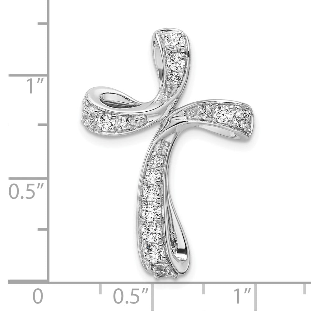 14k White Gold 5/8 carat Lab Grown Diamond VS/SI+ G+ Cross Chain Slide Pendant