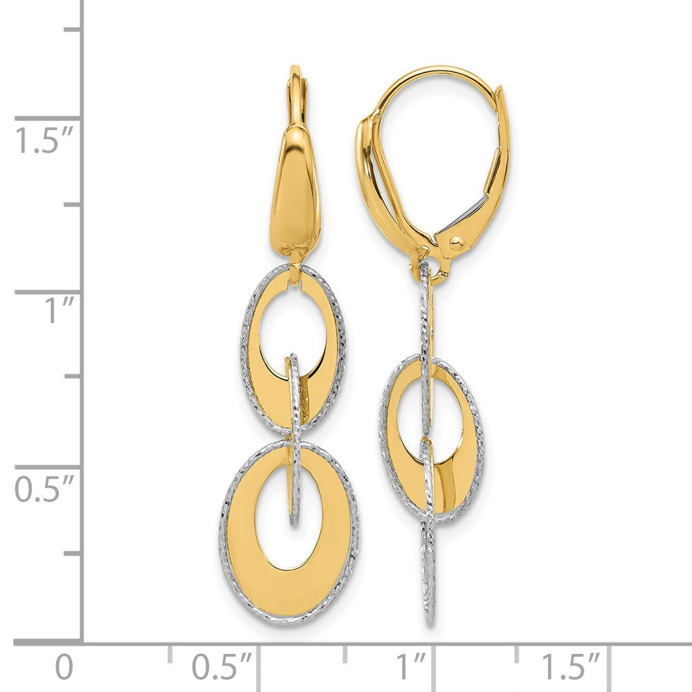 14K Two-Tone Polished & Diamond-Cut Ovals Dangle Leverback Earrings