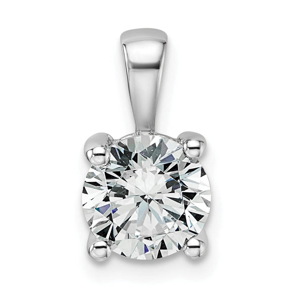 14k White Gold 1 1/2 carat Certified Lab Grown Diamond VS+ F+ Round Complete Four Prong Pendant