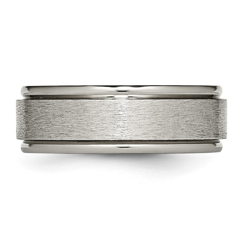 Titanium Brushed Center 8mm Ridged Edge Band Size - 12.5