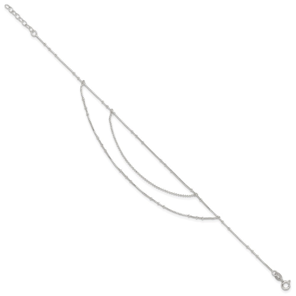 Sterling Silver Polished Multi-Strand 9in Plus 1 in Ext Anklet 9 inches