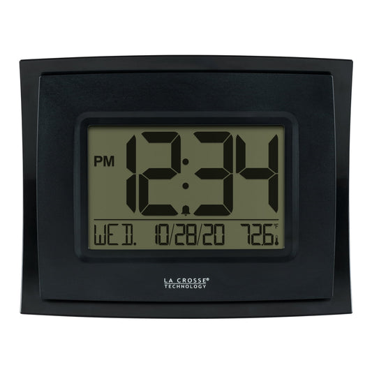 La Crosse Technology Digital Black Clock with Indoor Temperature, WT-8002U-B-INT