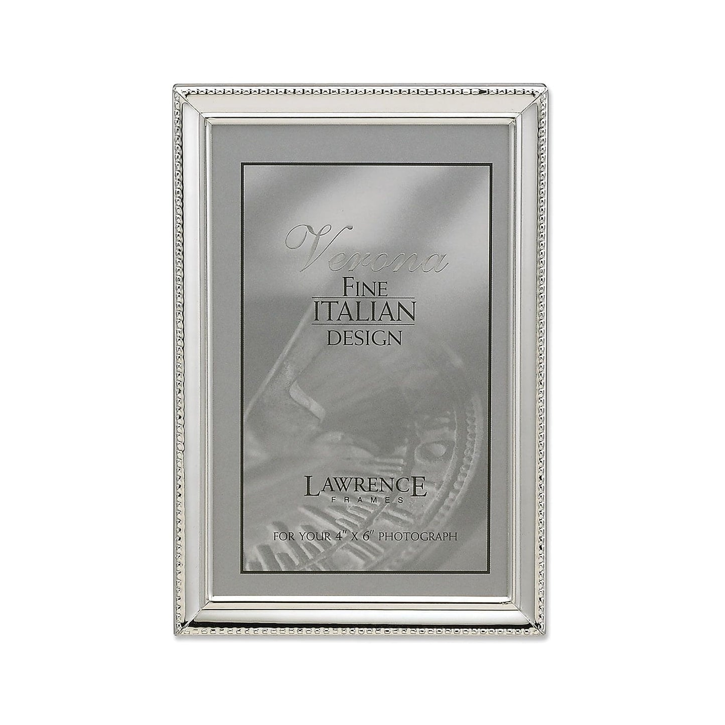 Lawrence Frames 4x6 Picture Frame with Bead Border Design, Silver