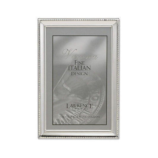 Lawrence Frames 4x6 Picture Frame with Bead Border Design, Silver
