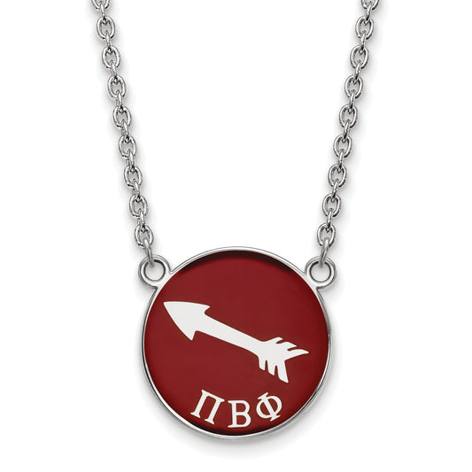Sterling Silver 18in Official Licensed Greek Sororities Pi Beta Phi (???) Small Enamel Pendant w/Necklace