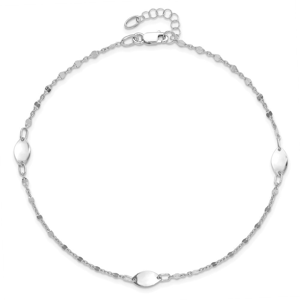 14K White Gold Polished with 1in ext. Anklet