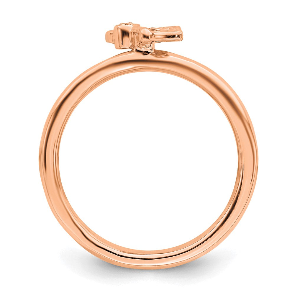 SS Stackable Expressions Rose Gold-plated Butterfly w/Diamond Ring Size -8