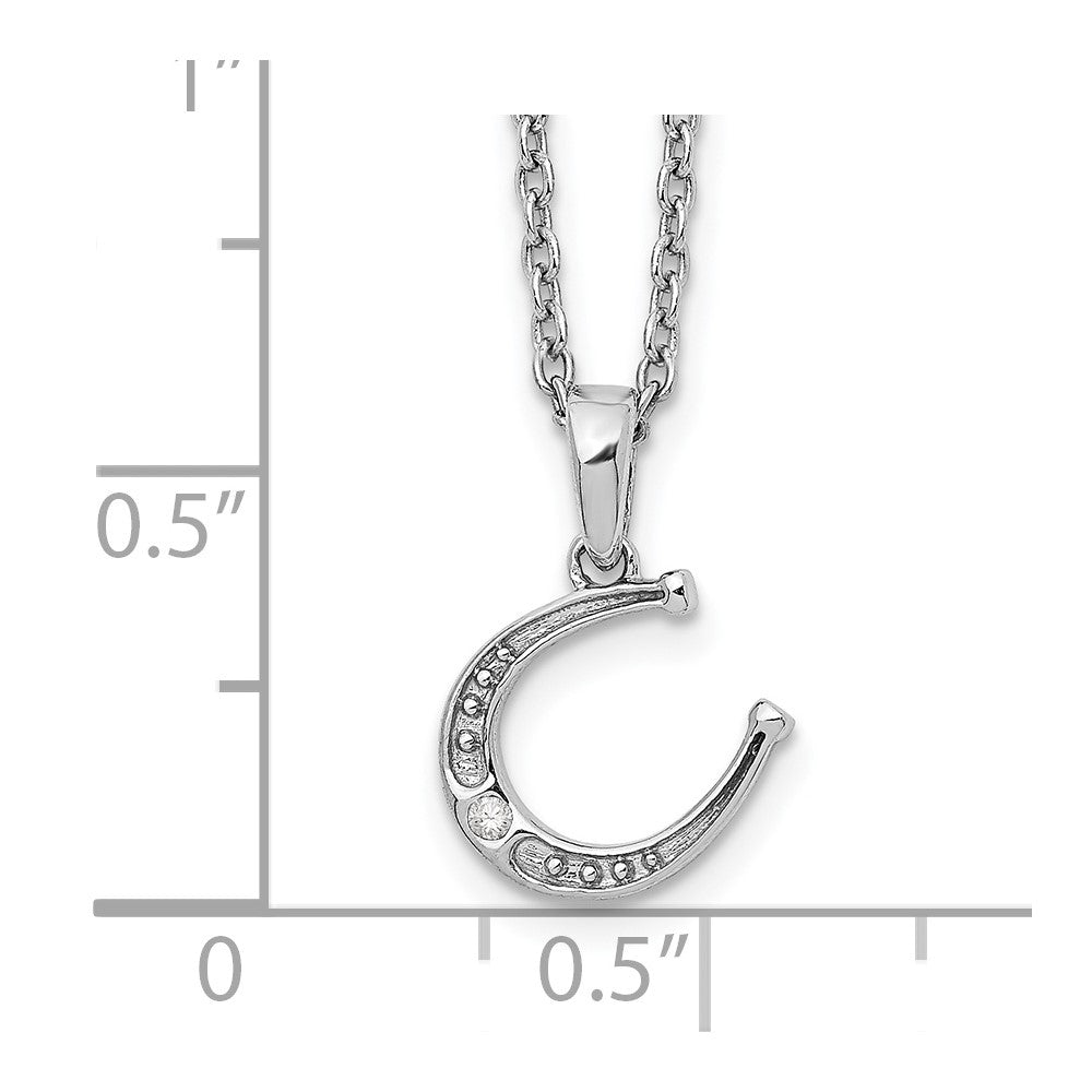 White Ice Sterling Silver Rhodium-plated 18 Inch Diamond Horseshoe Necklace with 2 Inch Extender 18 Inches