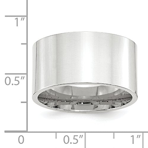 10k White Gold 12mm Standard Weight Flat Comfort Fit Wedding Band Size 8