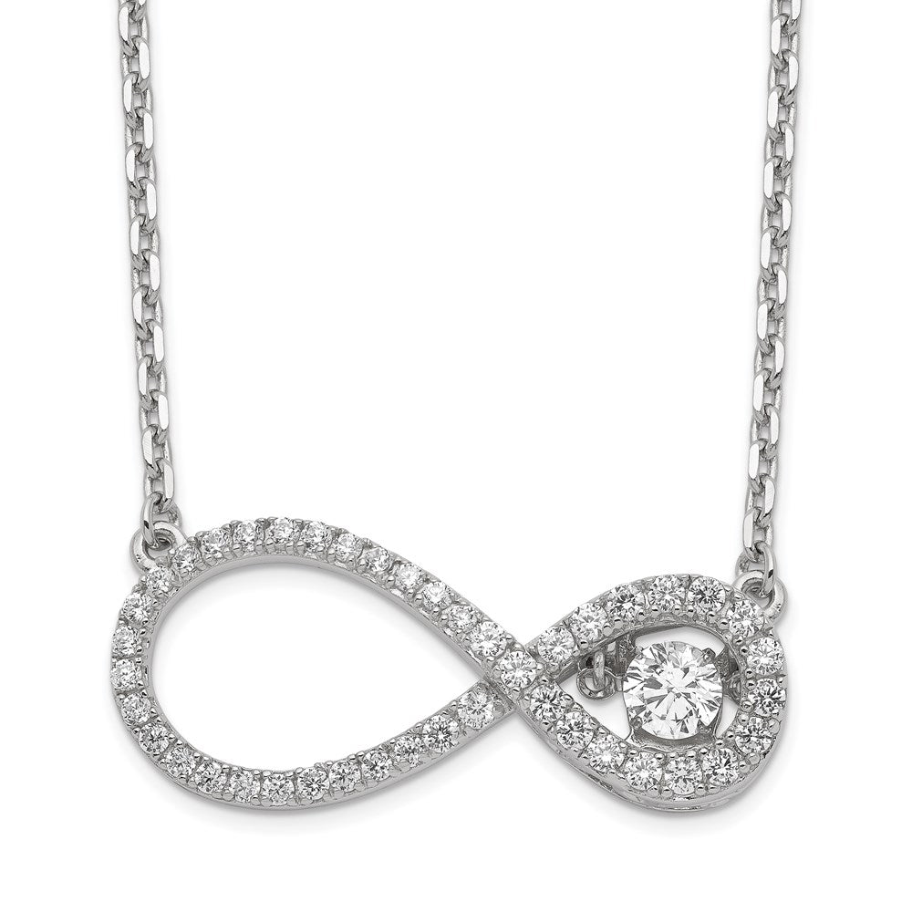 Sterling Silver Polished Vibrant CZ Infinity Necklace 16 Inches