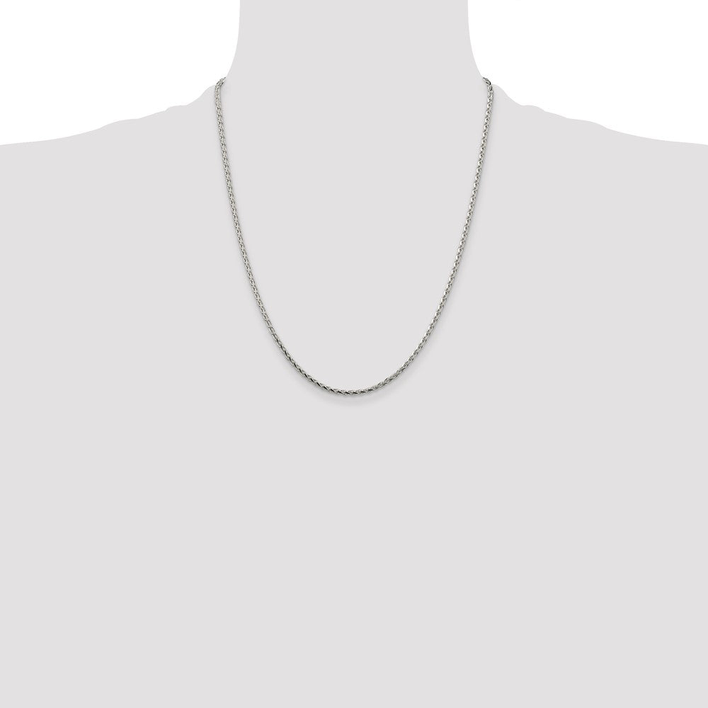 Sterling Silver 2.15mm Diamond-cut Round Spiga Chain 22 Inches