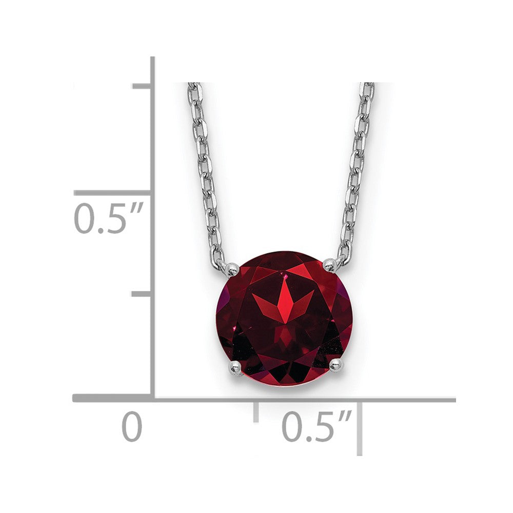 Sterling Silver Rhodium Plated Dark Red Swarovski Crystal 16.5 inch Necklace with 2 inch extension