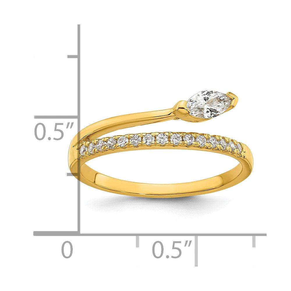 Sterling Silver Gold-plated Polished Fancy Marquise and Round CZ Size 6 Ring