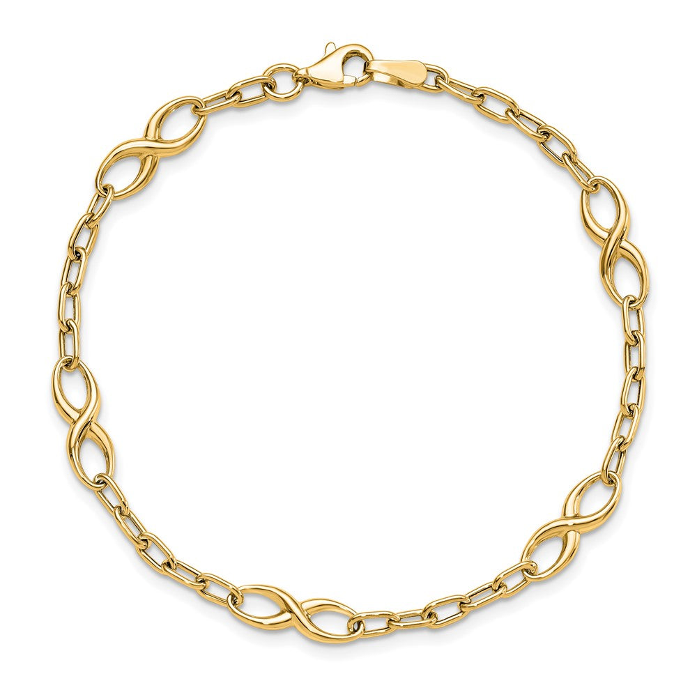 10K Polished Link Bracelet 7.5  inches