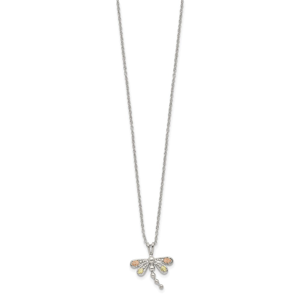 Landstrom's Mt. Rushmore Black Hills Sterling Silver 12K Gold Accents Dragonfly18 inch Spring Ring Clasp Necklace 18 Inches