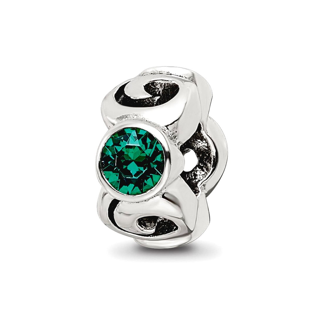 Sterling Silver Reflections May Green Preciosa Crystal Birthstone Bead