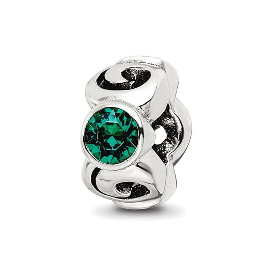 Sterling Silver Reflections May Green Preciosa Crystal Birthstone Bead